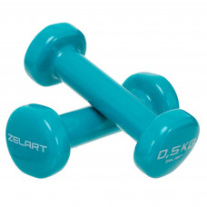 Гантели для фитнеса виниловые 2штуки Zelart Beauty TA-5225-0_5 (2x0,5кг) (2шт, цвета в ассортименте)