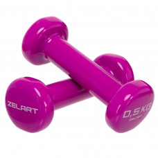Гантели для фитнеса виниловые 2штуки Zelart Beauty TA-5225-0_5 (2x0,5кг) (2шт, цвета в ассортименте)
