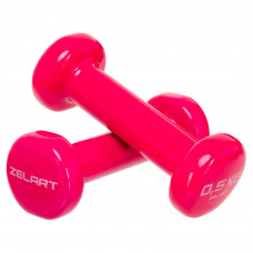 Гантели для фитнеса виниловые 2штуки Zelart Beauty TA-5225-0_5 (2x0,5кг) (2шт, цвета в ассортименте)