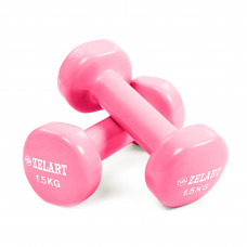 Гантели для фитнеса виниловые 2штуки Zelart Beauty TA-5225-1_5 (2x1,5кг) (2шт, цвета в ассортименте)