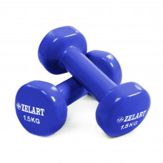 Гантели для фитнеса виниловые 2штуки Zelart Beauty TA-5225-1_5 (2x1,5кг) (2шт, цвета в ассортименте)