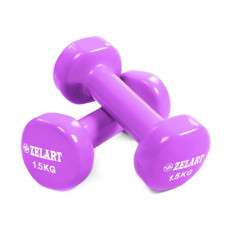 Гантели для фитнеса виниловые 2штуки Zelart Beauty TA-5225-1_5 (2x1,5кг) (2шт, цвета в ассортименте)