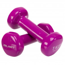 Гантели для фитнеса виниловые 2штуки Zelart Beauty TA-5225-1 (2x1кг) (2шт, цвета в ассортименте)