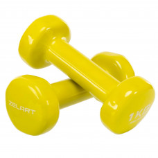 Гантели для фитнеса виниловые 2штуки Zelart Beauty TA-5225-1 (2x1кг) (2шт, цвета в ассортименте)