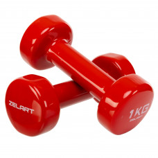 Гантели для фитнеса виниловые 2штуки Zelart Beauty TA-5225-1 (2x1кг) (2шт, цвета в ассортименте)