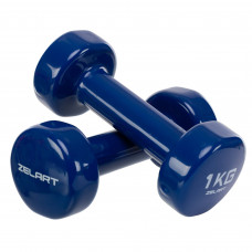 Гантели для фитнеса виниловые 2штуки Zelart Beauty TA-5225-1 (2x1кг) (2шт, цвета в ассортименте)