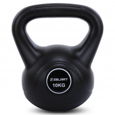 Гиря тренувальна цільна пластикова Zelart TA-5427-10 вага 10кг чорний