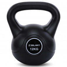 Гиря тренувальна цільна пластикова Zelart TA-5427-12 вага 12кг чорний