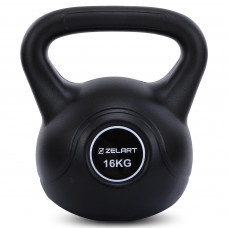 Гиря тренувальна цільна пластикова Zelart TA-5427-16 вага 16кг чорний