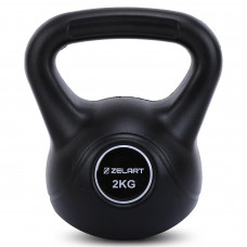 Гиря тренувальна цільна пластикова Zelart TA-5427-2 вага 2кг чорний