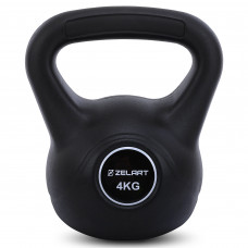 Гиря тренувальна цільна пластикова Zelart TA-5427-4 вага 4кг чорний