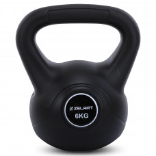 Гиря тренувальна цільна пластикова Zelart TA-5427-6 вага 6кг чорний