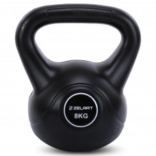 Гиря тренувальна цільна пластикова Zelart TA-5427-8 вага 8кг чорний