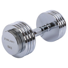 Гантель розбірна сталева хромована Zelart TA-5451-15 1шт 15кг хром