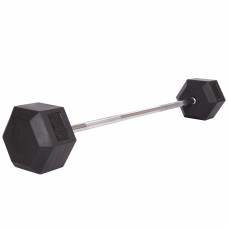 Штанга фіксована пряма прогумована Record Rubber Hexagon Barbell TA-6230-50 довжина-95см 50кг чорний