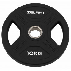 Млинці диски TPU 2 Handle металева втулка Zelart TA-6995-10 ø51мм 10кг чорний