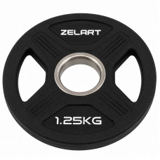 Блины диски TPU 2 Handle металлическая втулка внутренний ø51мм Zelart TA-6995-1_25 1,25кг (черный)