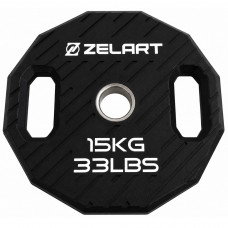 Млинці диски TPU 2 Handle металева втулка Zelart TA-6996-15 ø51мм 15кг чорний