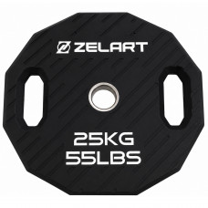 Млинці диски TPU 2 Handle металева втулка Zelart TA-6996-25 ø51мм 25кг чорний