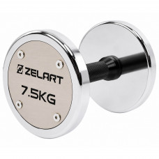 Гантель цільна професійна сталева хромована Zelart TA-7048-7_5 1шт 7,5 кг хром