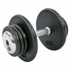 Гантель цельная профессиональная стальная окрашенная 1штука RECORD TA-7231-20 (1х20кг) (сталь, сталь хромированная, вес 20кг)