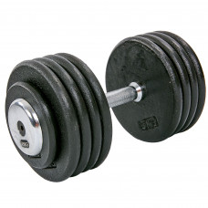 Гантель цельная профессиональная стальная окрашенная 1штука RECORD TA-7231-45 (1х45кг) (сталь, сталь хромированная, вес 45кг)