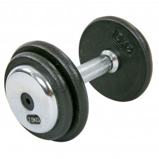 Гантель цельная профессиональная стальная окрашенная 1штука RECORD TA-7231-7_5 (1х7,5кг) (сталь, сталь хромированная, вес7,5 кг)