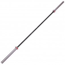 Гриф для штанги сталевий хромований Олімпійський професійний прямий з підшипником Zelart TA-7242 довжина 2,2м ø50мм хром-чорний