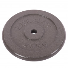 Блины диски стальные окрашенные внутренний ø30мм Zelart TA-7789-20 20кг (сталь окрашенная, серый)