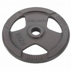 Диски диски сталеві пофарбовані з потрійним хватом Zelart TA-7791-15 51мм 15кг сірий