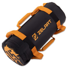 Мішок обтяжувач для функціонального тренінгу Power Bag Zelart TA-7825-15 15кг чорний-помаранчевий