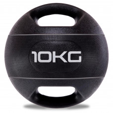Медбол м'яч медичний дворучний з хватами Zelart TA-7827-10 вага-10кг d-27,5см чорний-сірий