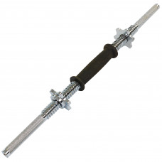 Гриф гантельный стальной хромированный с замками и обрезиненной ручкой длина 60см ø25мм SHUANG CAI SPORTS TA-8047 (l-60см, d-25мм, вес 1,6кг, хром)