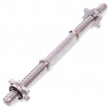 Гриф гантельный стальной хромированный с замками длина 40см ø25мм SHUANG CAI SPORTS TA-8049 (l-40см, d-25мм, вес 1,3кг, хром)