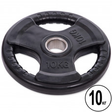 Млинці диски гумові з потрійним хватом та металевою втулкою Record TA-8122-10 52мм 10кг чорний