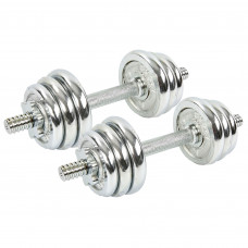 Гантели разборные стальные хромированные KIS TA-8209-15 (2x7,5кг) (2 грифа l-33см, хром. блины)