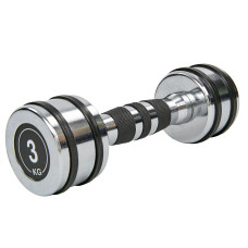 Гантель цельная стальная хромированная 1штука Record TA-8232-3 (1x3кг) (1шт, металл хромированный)