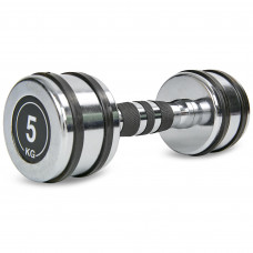 Гантель цельная стальная хромированная 1штука Record TA-8232-5 (1x5кг) (1шт, металл хромированный)