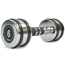 Гантель цельная стальная хромированная 1штука Record TA-8232-6 (1x6кг) (1шт, металл хромированный)