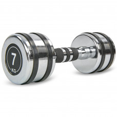 Гантель цельная стальная хромированная 1штука Record TA-8232-7 (1x7кг) (1шт, металл хромированный)