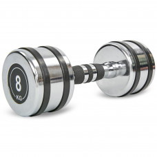 Гантель цельная стальная хромированная 1штука Record TA-8232-8 (1x8кг) (1шт, металл хромированный)