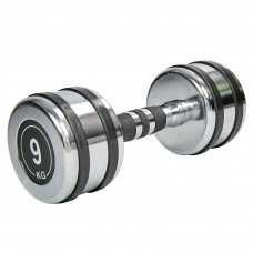 Гантель цельная стальная хромированная 1штука Record TA-8232-9 (1x9кг) (1шт, металл хромированный)
