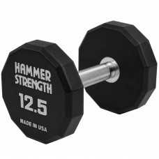 Гантель цільна професійна з поліуретановим покриттям HAMMER STRENGHT TA-9215-12_5 1шт 12,5кг чорний