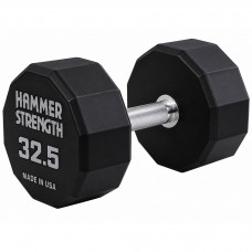 Гантель цільна професійна з поліуретановим покриттям HAMMER STRENGHT TA-9215-32,5 1шт 32,5кг чорний