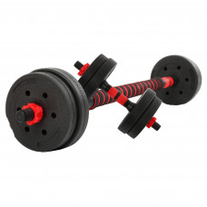 Гантели трансформер превращаются в штангу 3в1 SP-Sport TA-9455-10 10кг(2 грифа l-35см,блины,наполн.-цемент,в компл.удлинитель грифа l-40см,черн.-красн