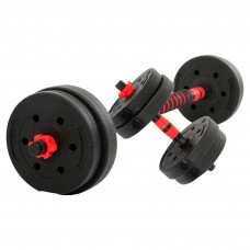 Гантели трансформер превращаются в штангу 3в1 SP-Sport TA-9455-15 15кг(2 грифа l-35см,блины,наполн.-цемент,в компл.удлинитель грифа l-40см,черн.-красн