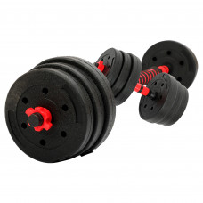 Гантели трансформер превращаются в штангу 3в1 SP-Sport TA-9455-20 20кг(2 грифа l-40см,блины,наполн.-цемент,в компл.удлинитель грифа l-40см,черн.-красн