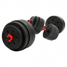 Гантели трансформер превращаются в штангу 3в1 SP-Sport TA-9455-40 40кг(2 грифа l-51см,блины,наполн.-цемент,в компл.удлинитель грифа l-40см,черн.-красн