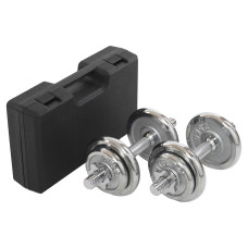 Гантели разборные стальные хромированные в пластиковом кейсе 2штуки Zelart TA-9644 (2x10кг) (2 грифа, блины хром)