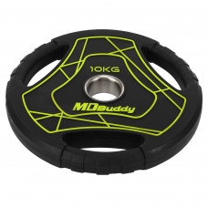 Млинці диски поліуретанові з потрійним хватом та металевою втулкою MD Buddy TA-9647-10 51мм 10кг чорний